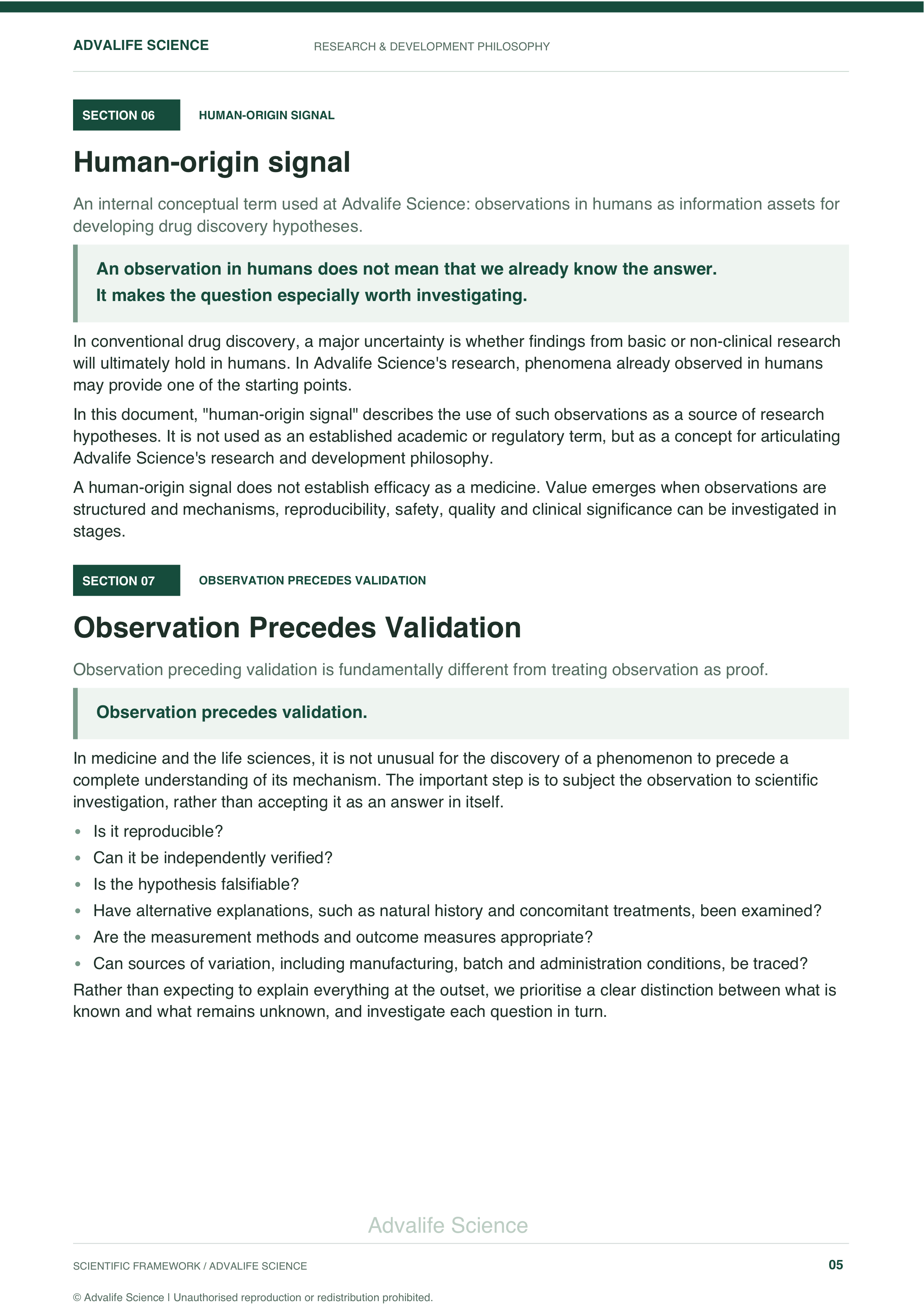 Research and Development Philosophy, page 5: Section 06 Human-origin signal