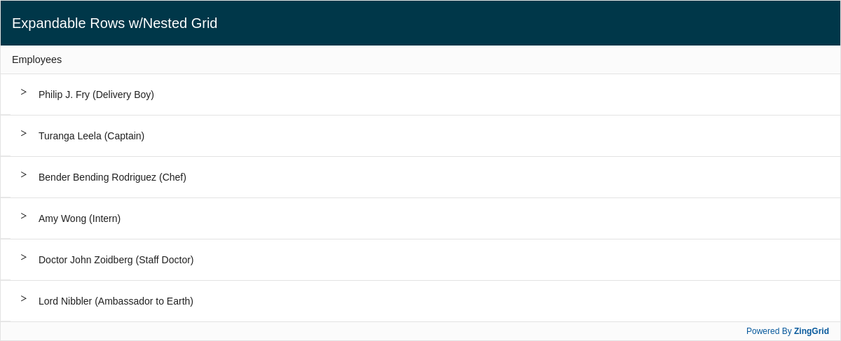 Expandable Row with Nested Grid