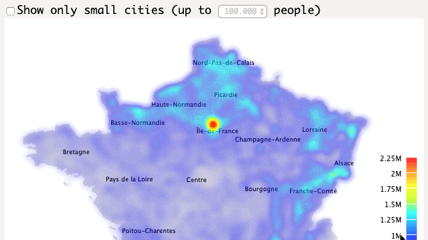 France Population Heat Map
