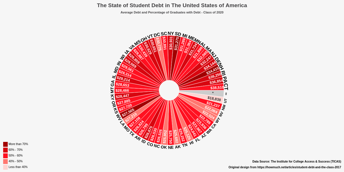 Custom Pie Chart - Student Debt in the US