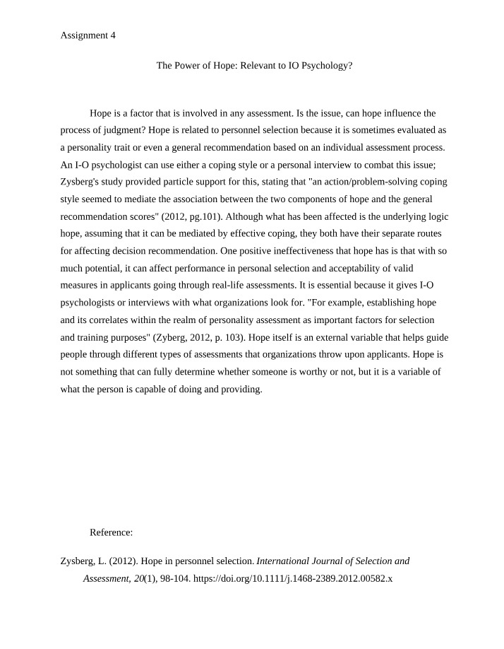 Insights from IO on the Power of Hope in Personnel Selection