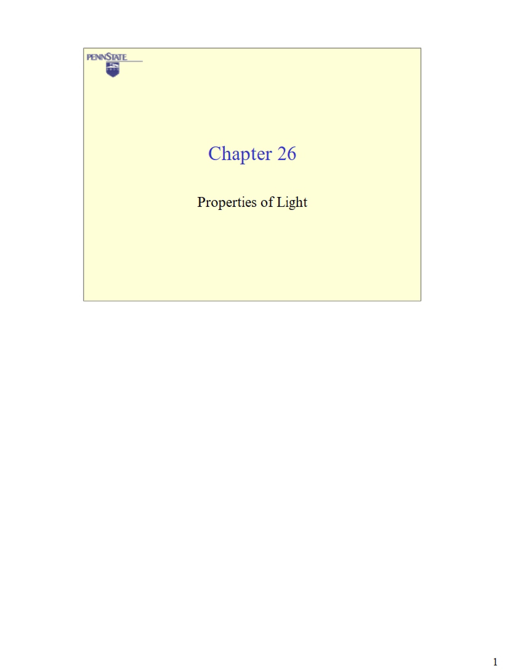 Light Properties
