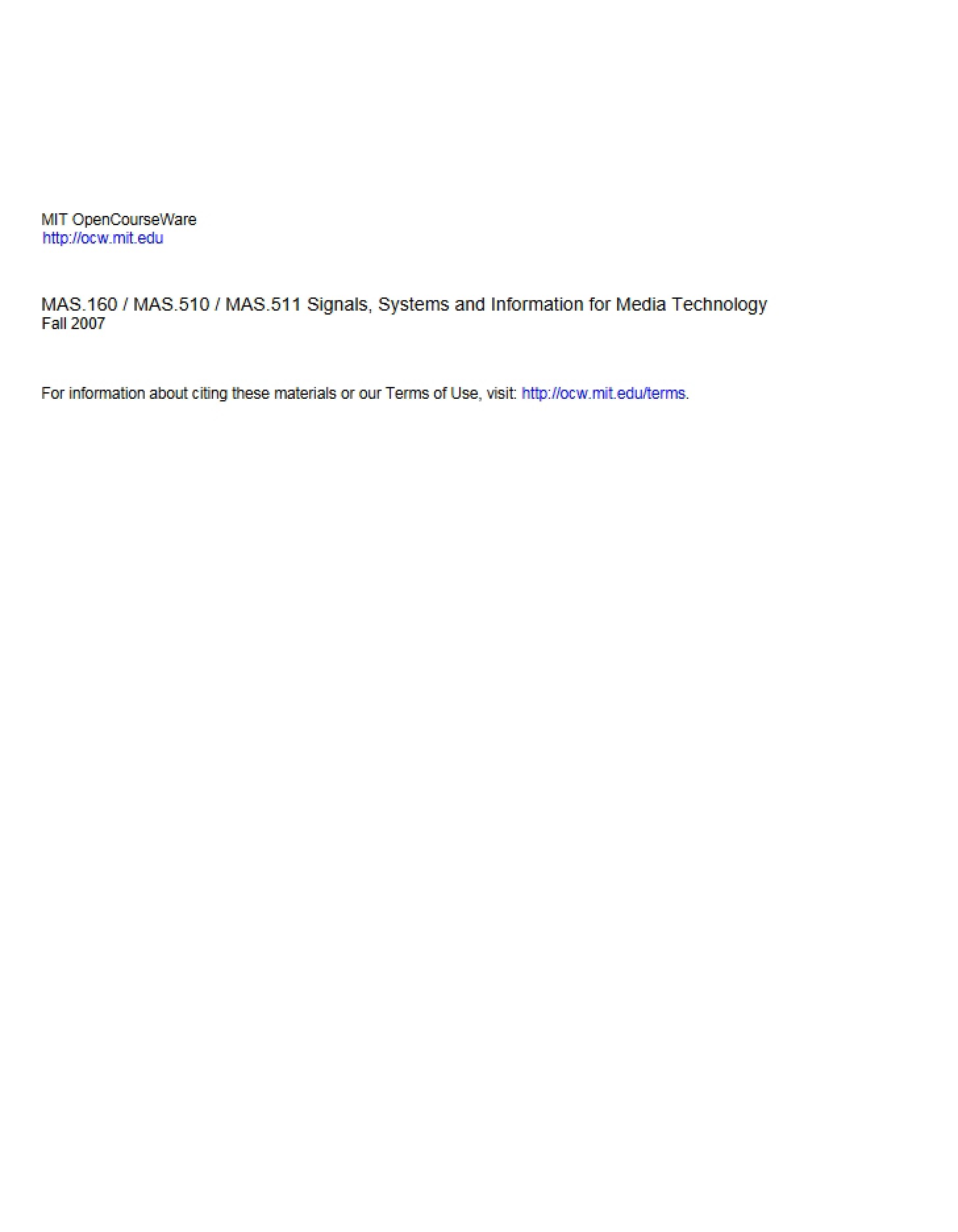Sixth Problem Set