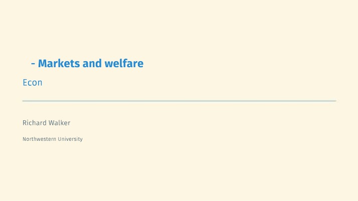 Welfare and Markets