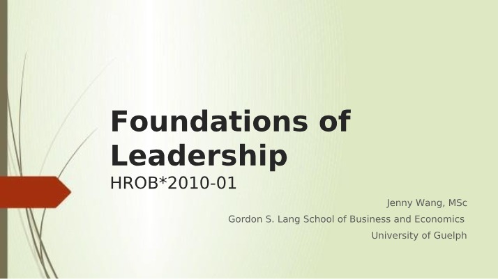 HROB2010 - Foundations of Leadership