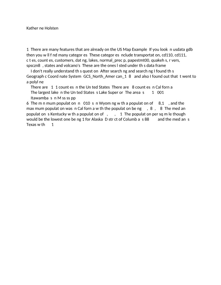 Geography and Data Analysis Notes - Katherine Holsten