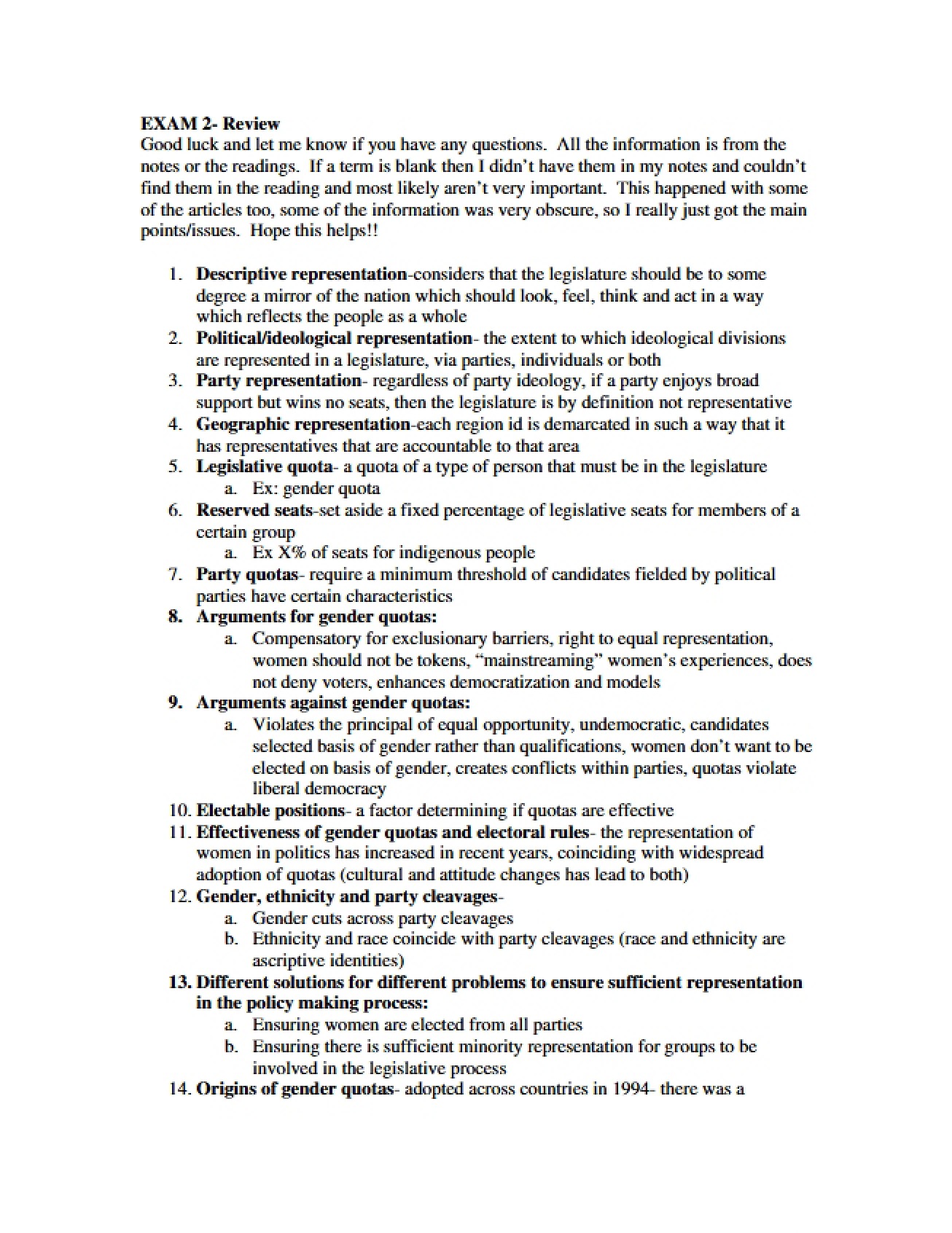 Review Materials for the Second Exam