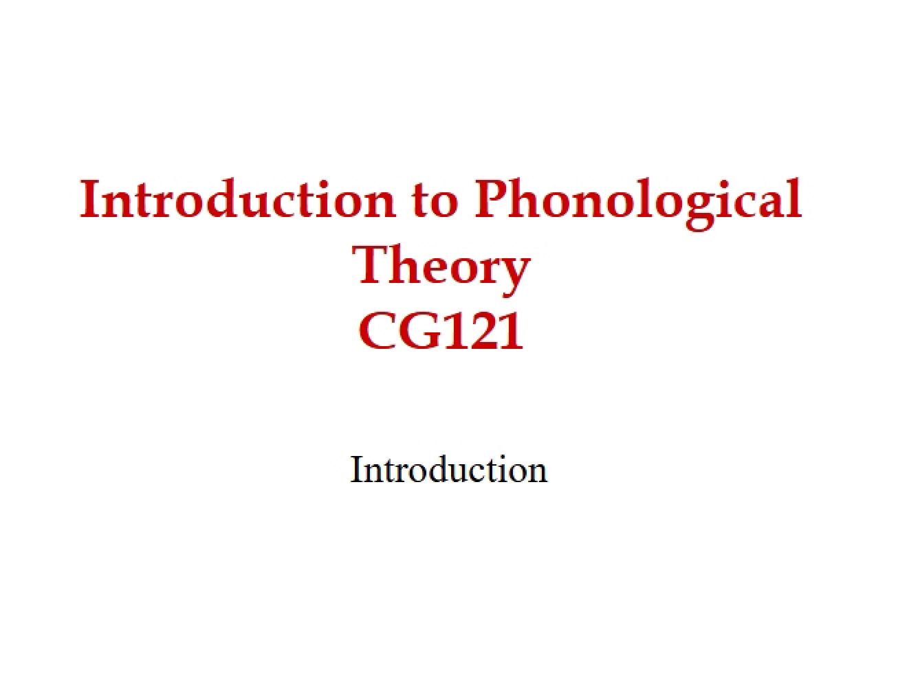 Phonological Theory