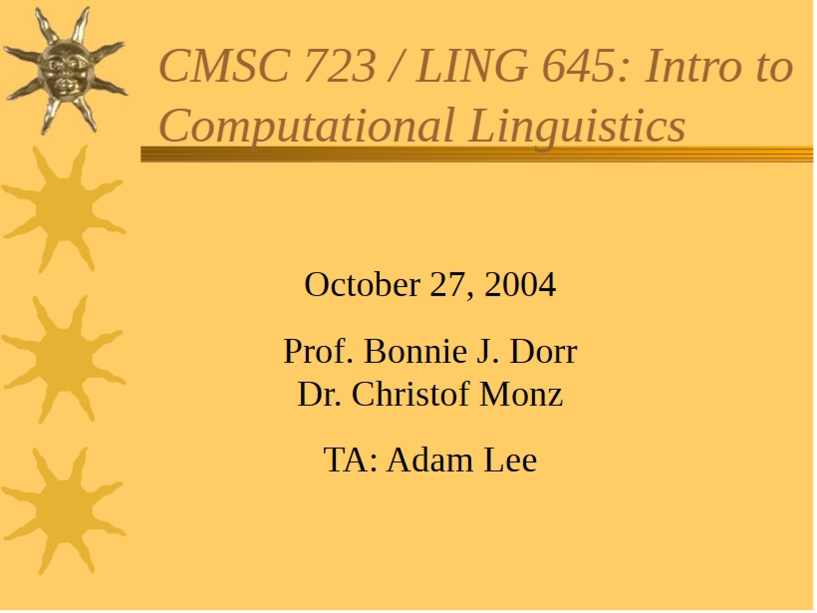 Intro to Comp Linguistics