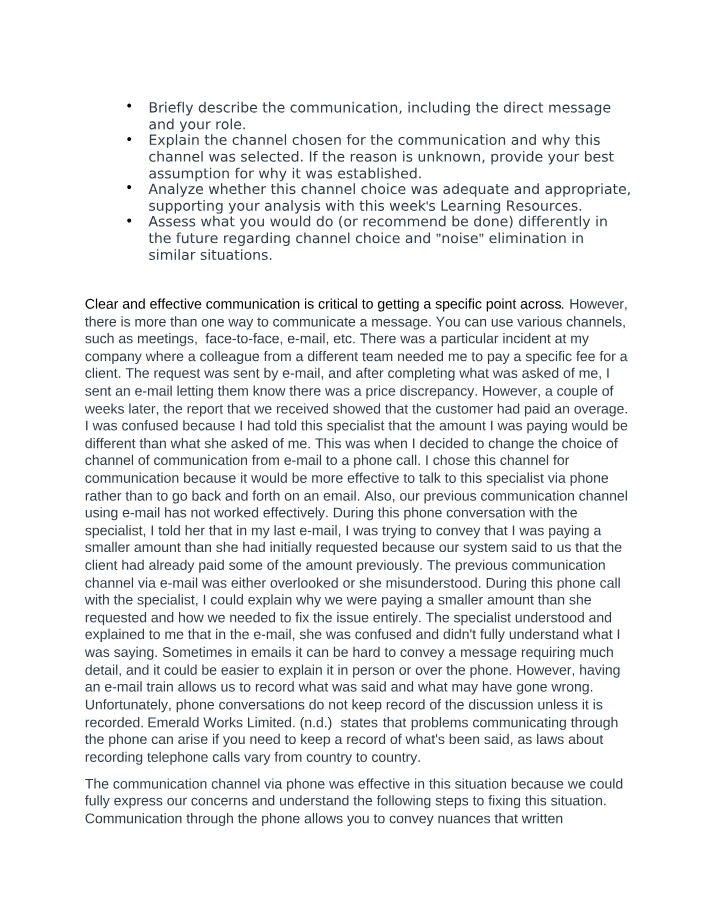 Analysis of Effective Communication Channels