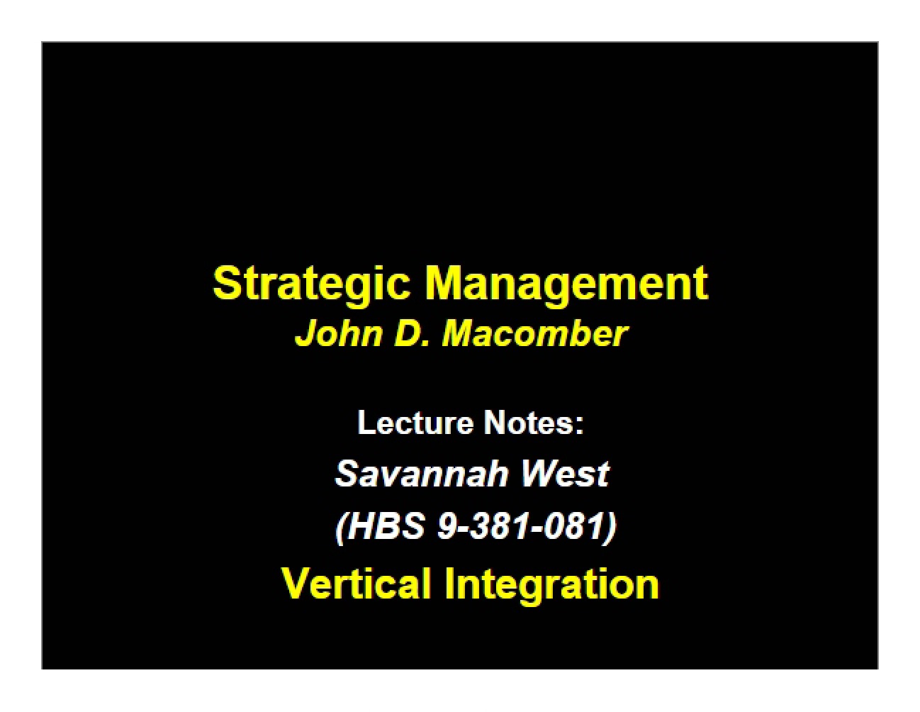 Strategic Management Concepts