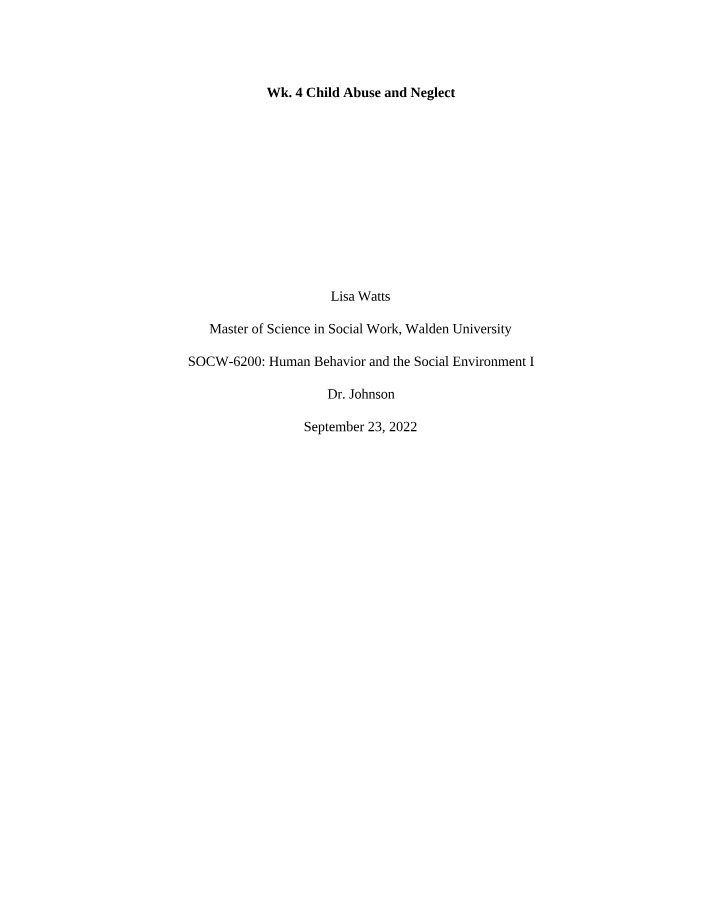 Child Abuse and Neglect - An Overview