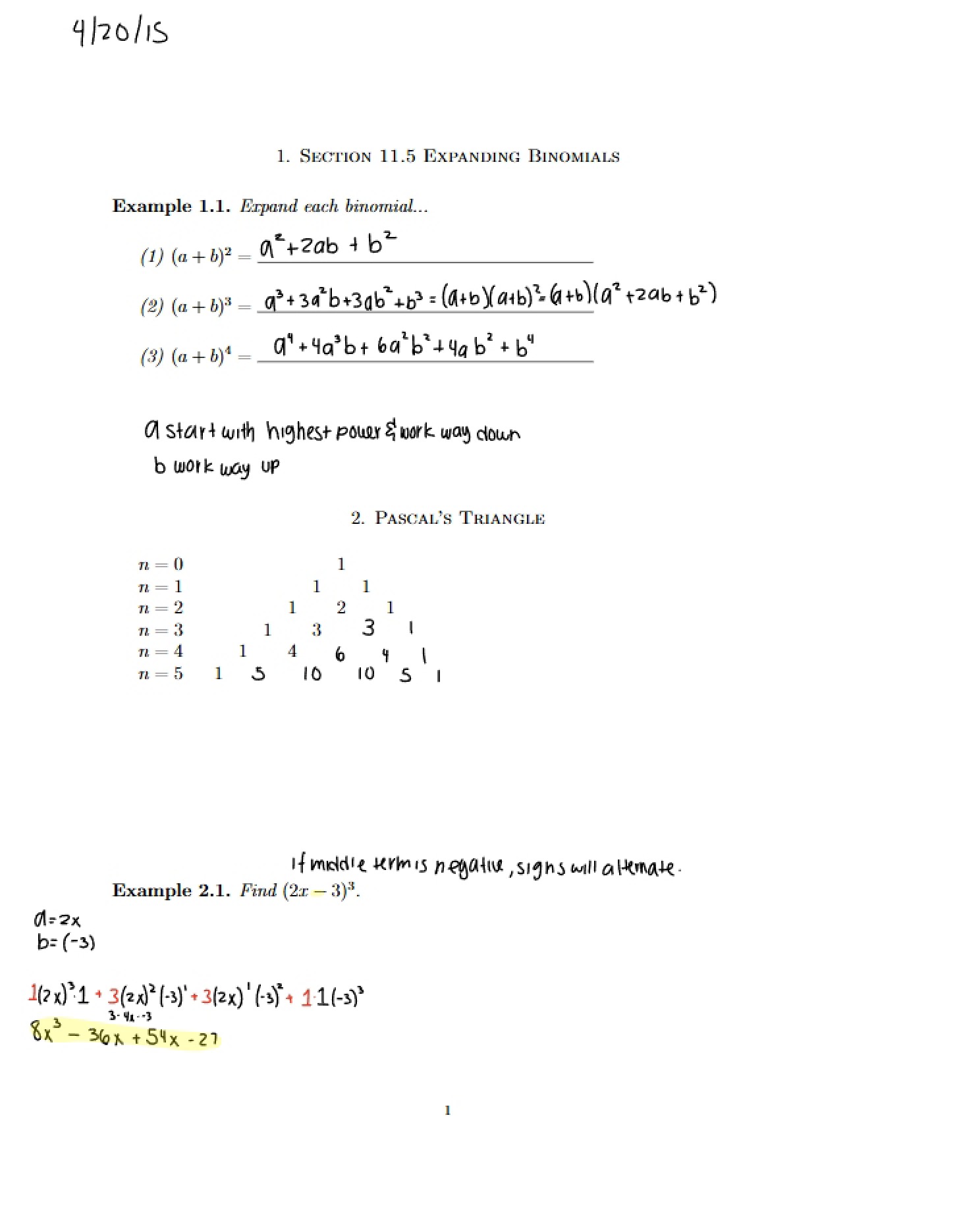 Binomial Expansion Rules