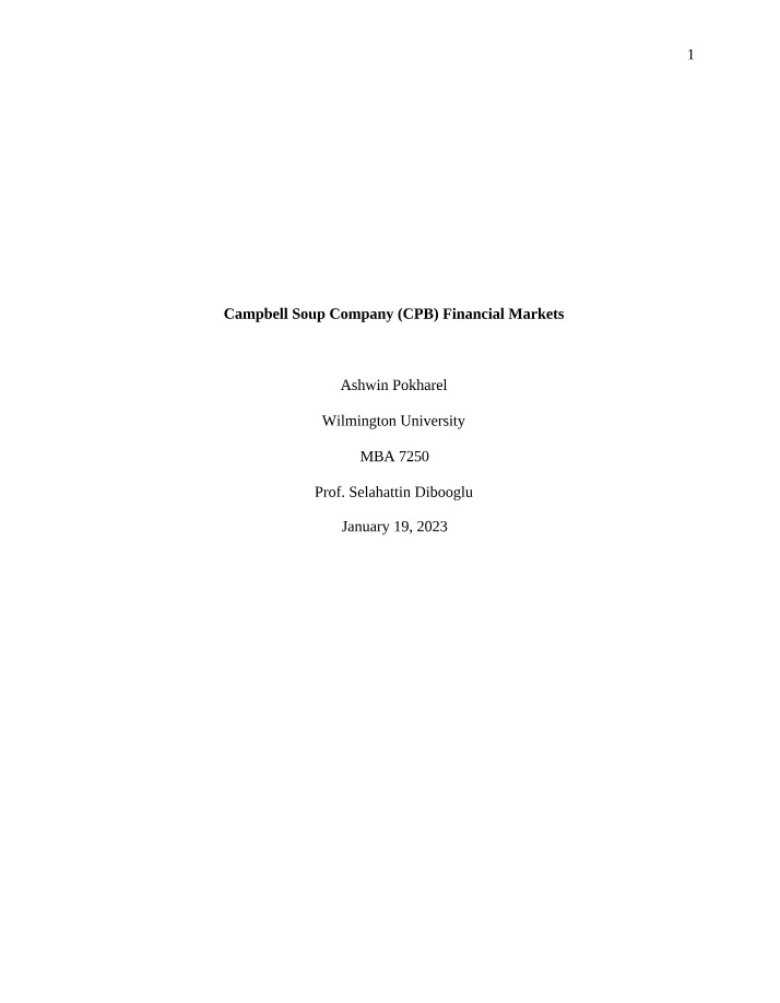 Campbell Soup Company (CPB) in Financial Markets