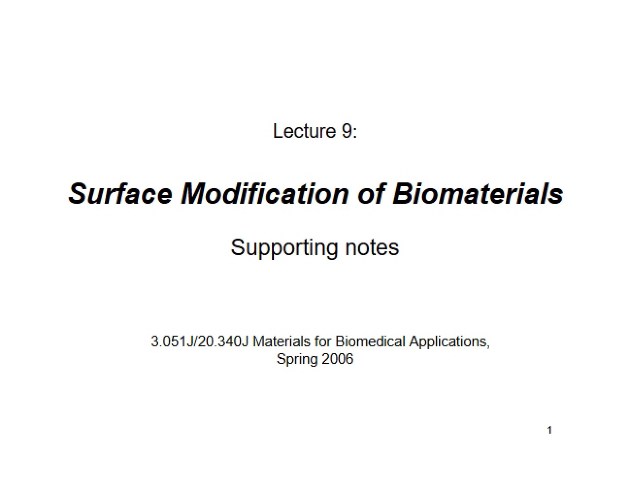 Biomaterial Surface Modification