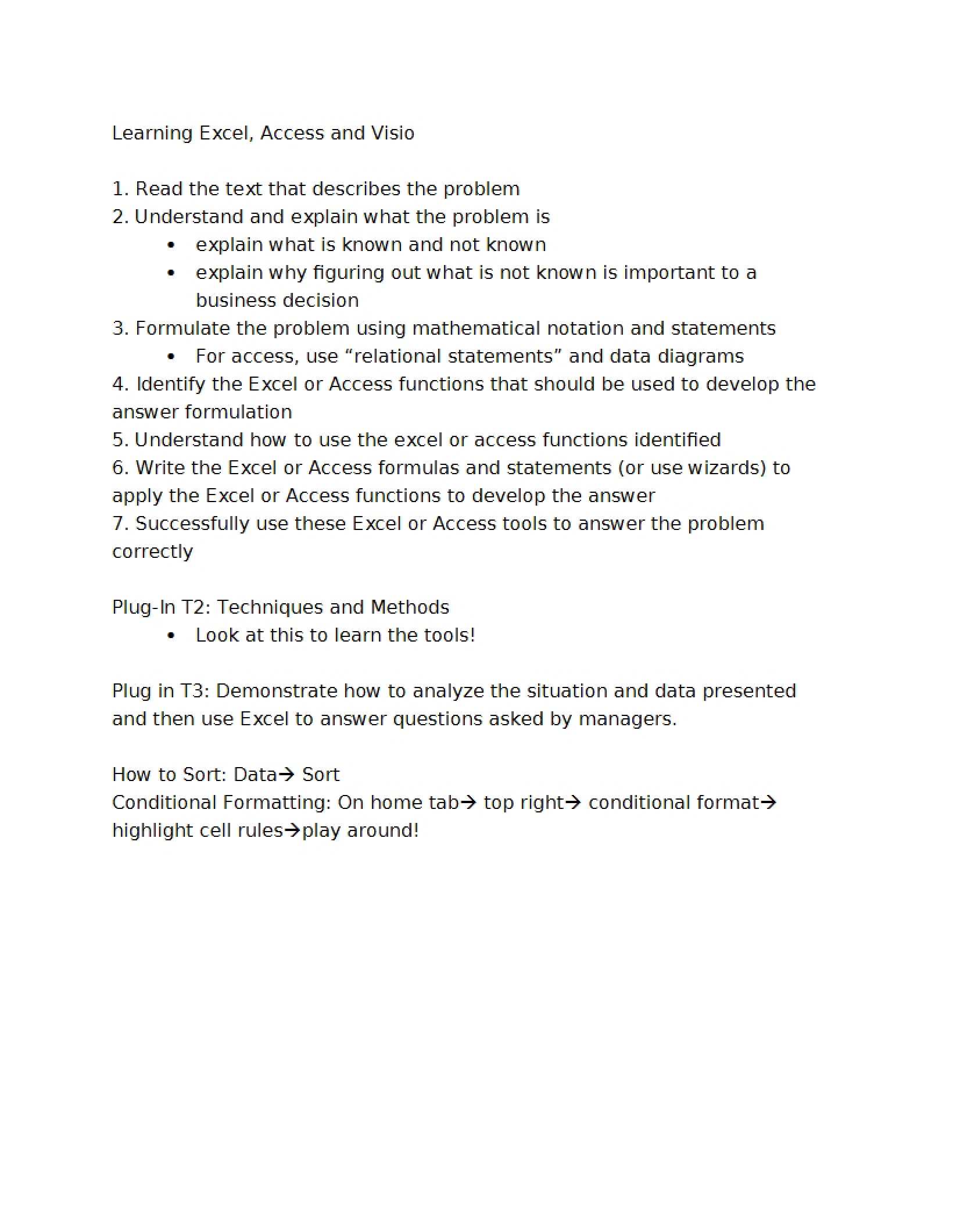 Excel Learning Materials