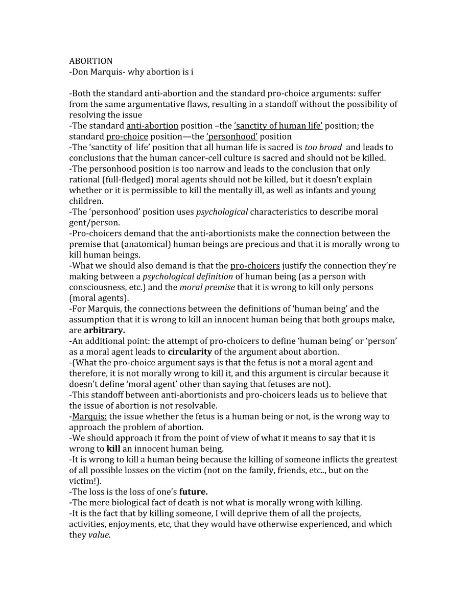 The Future-Like-Ours Argument for Abortion by Don Marquis
