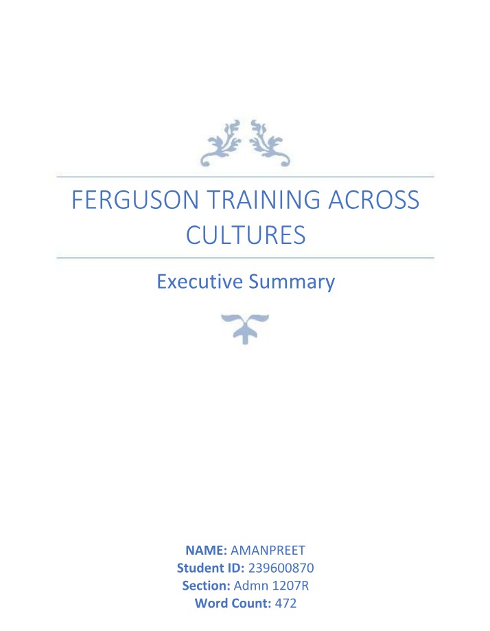 Marketing Strategies for Ferguson Training Across Cultures