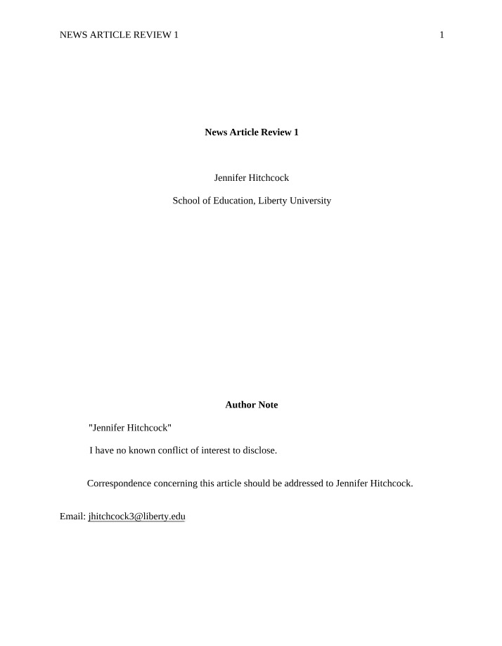 Review of News Article 1
