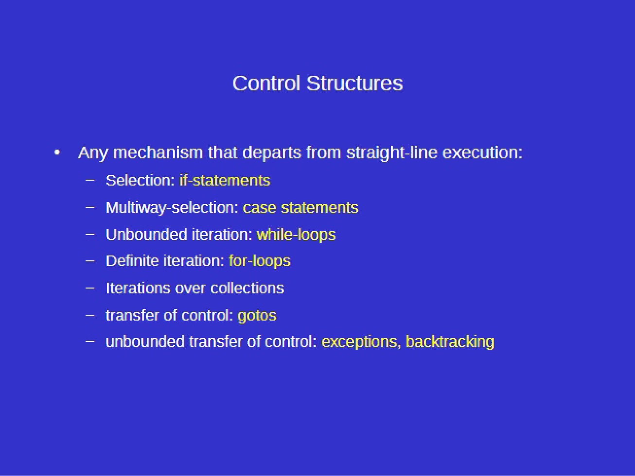 Structures for Control