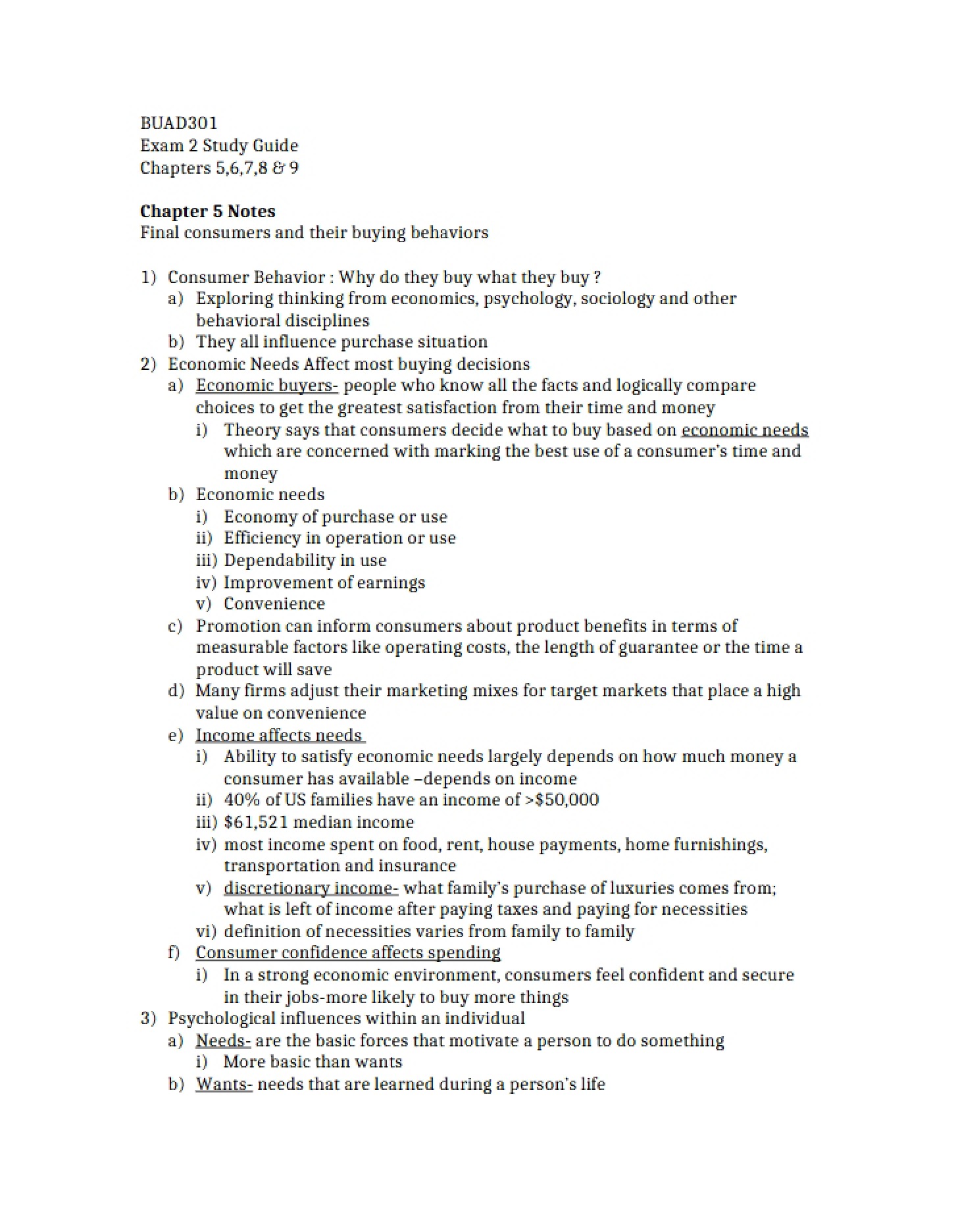 Study Guide for Exam 2