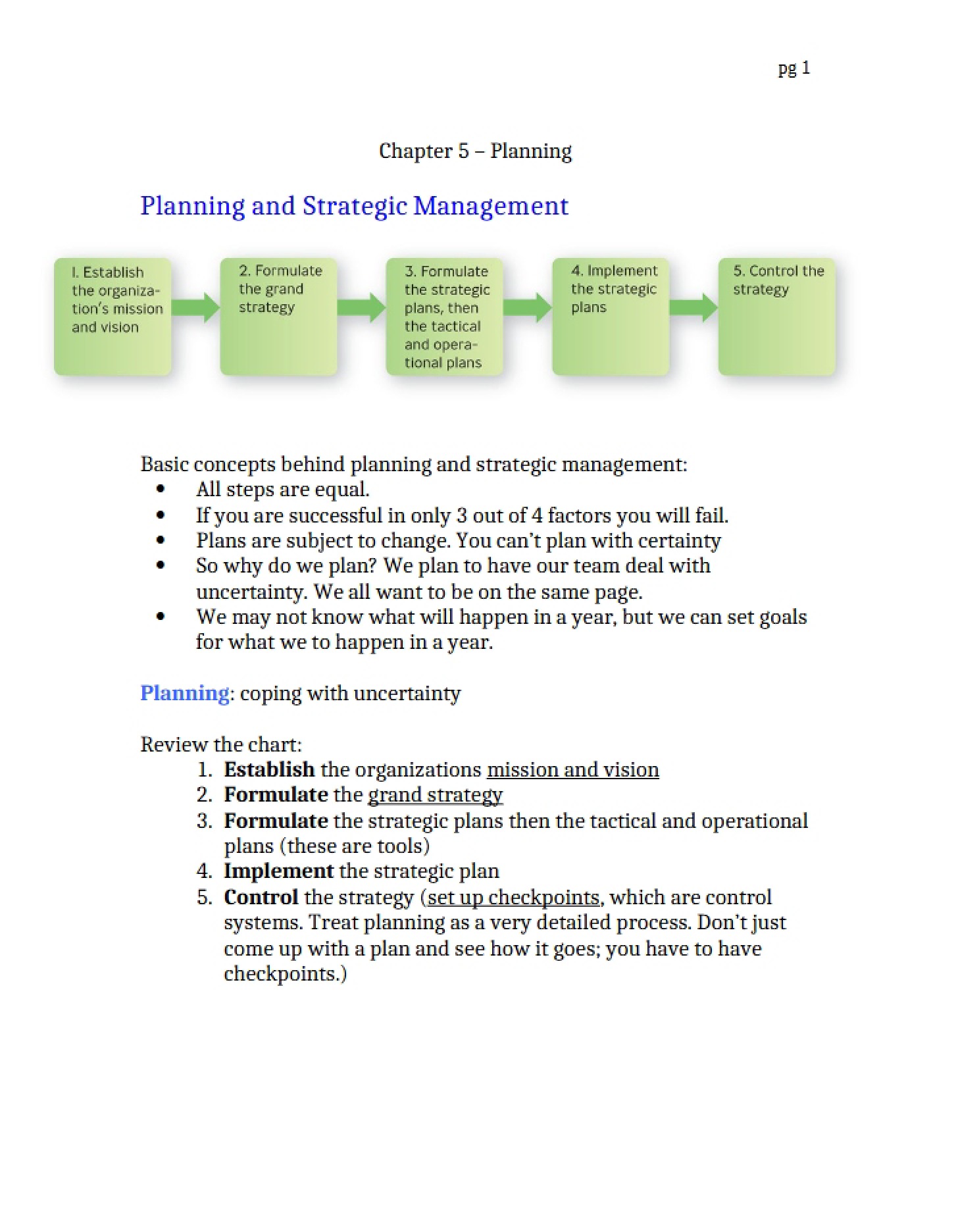 Planning (Chapter 5)