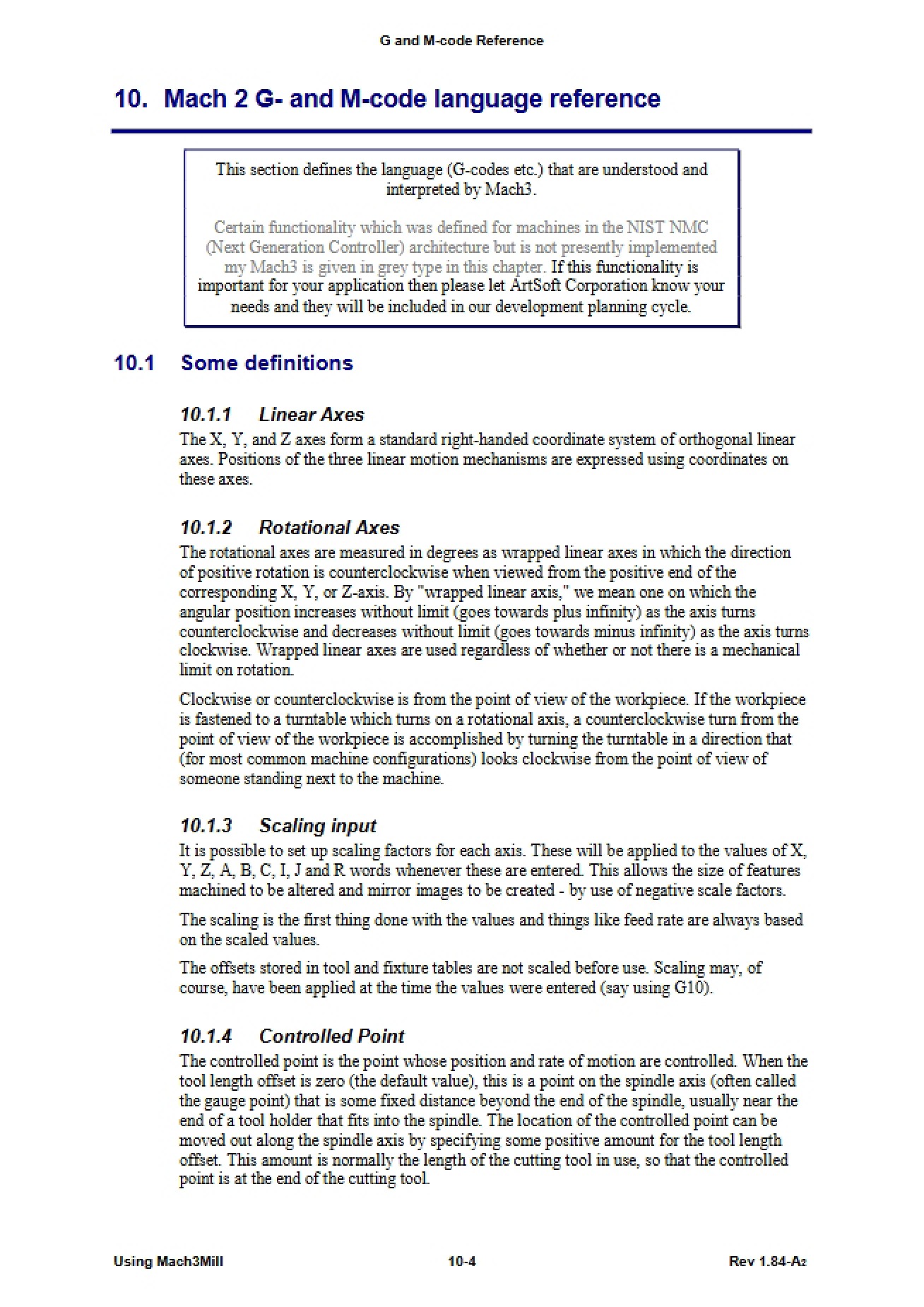 Mach3 G-Code Language Reference