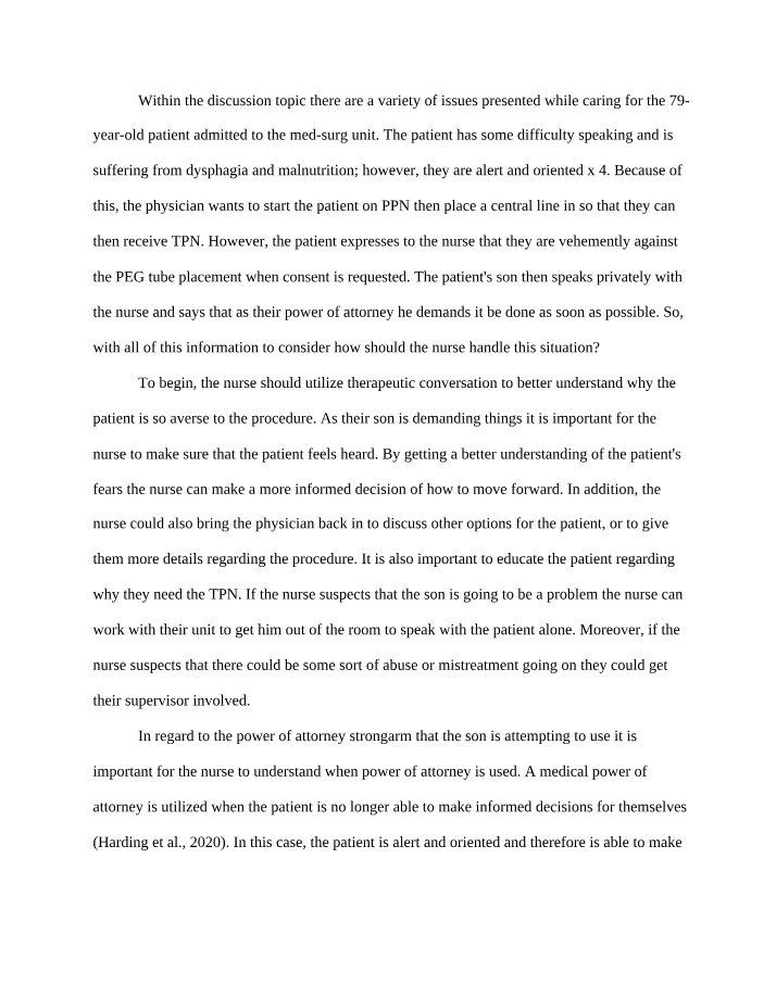 Patient Refusal of PEG Tube - Nurse's Approach