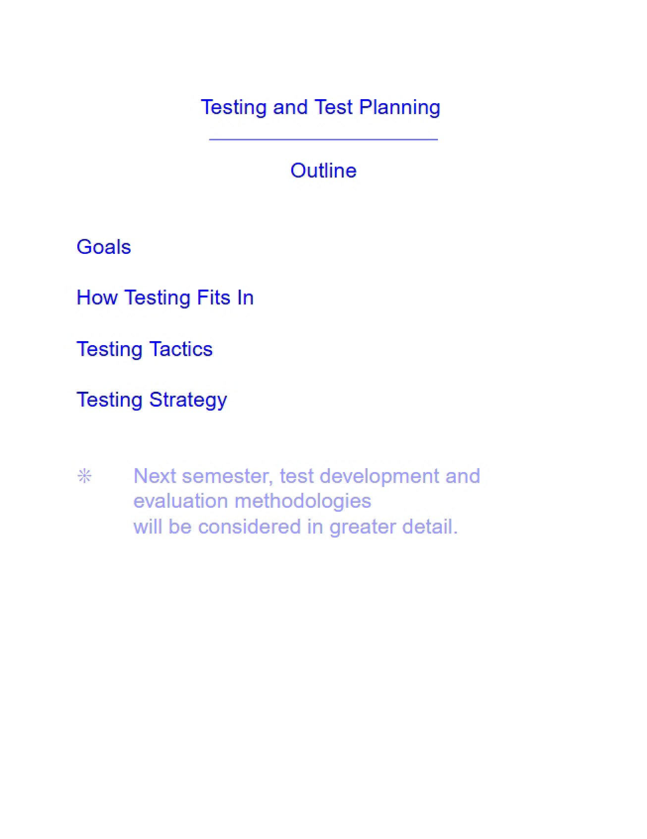 Test Planning and Execution