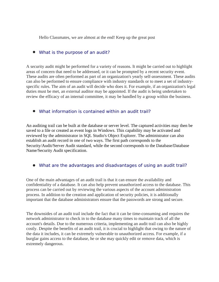 Audit Purpose - Ensuring Compliance and Addressing