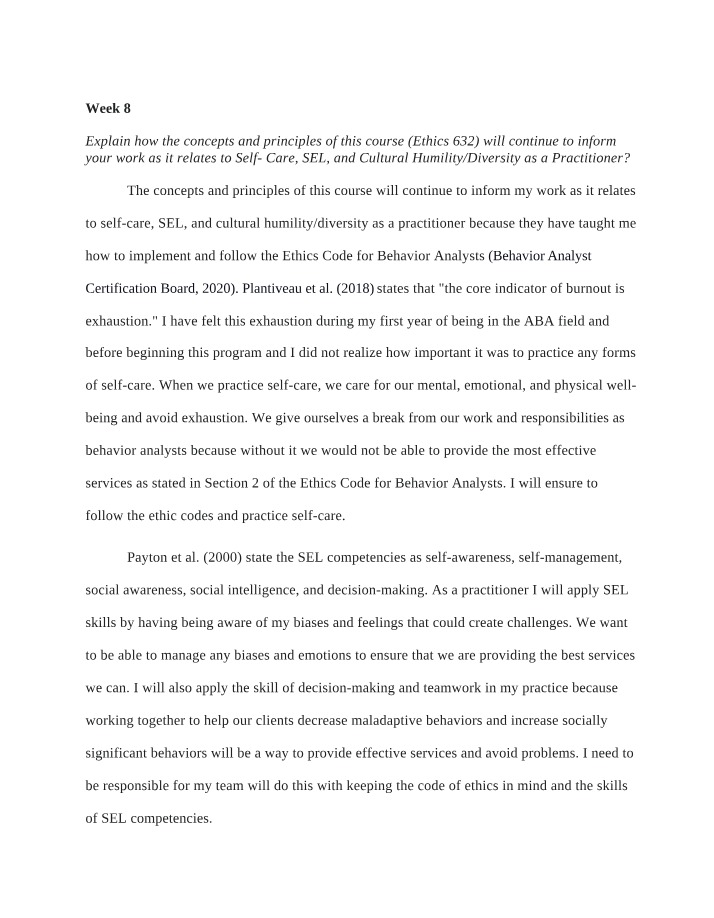 Integrating Ethics - Self-Care and Cultural Humility