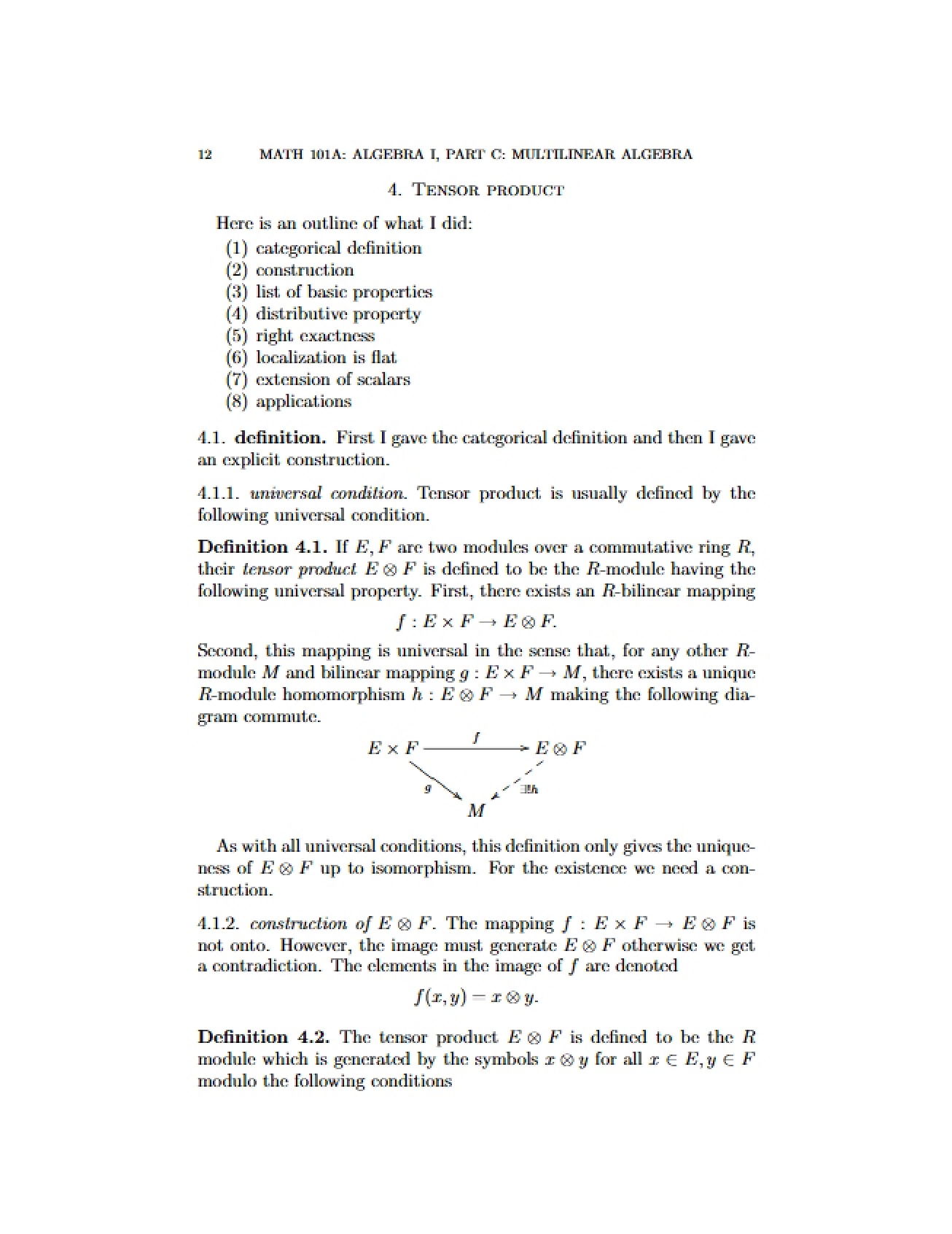 Notes C4a for Math 101A