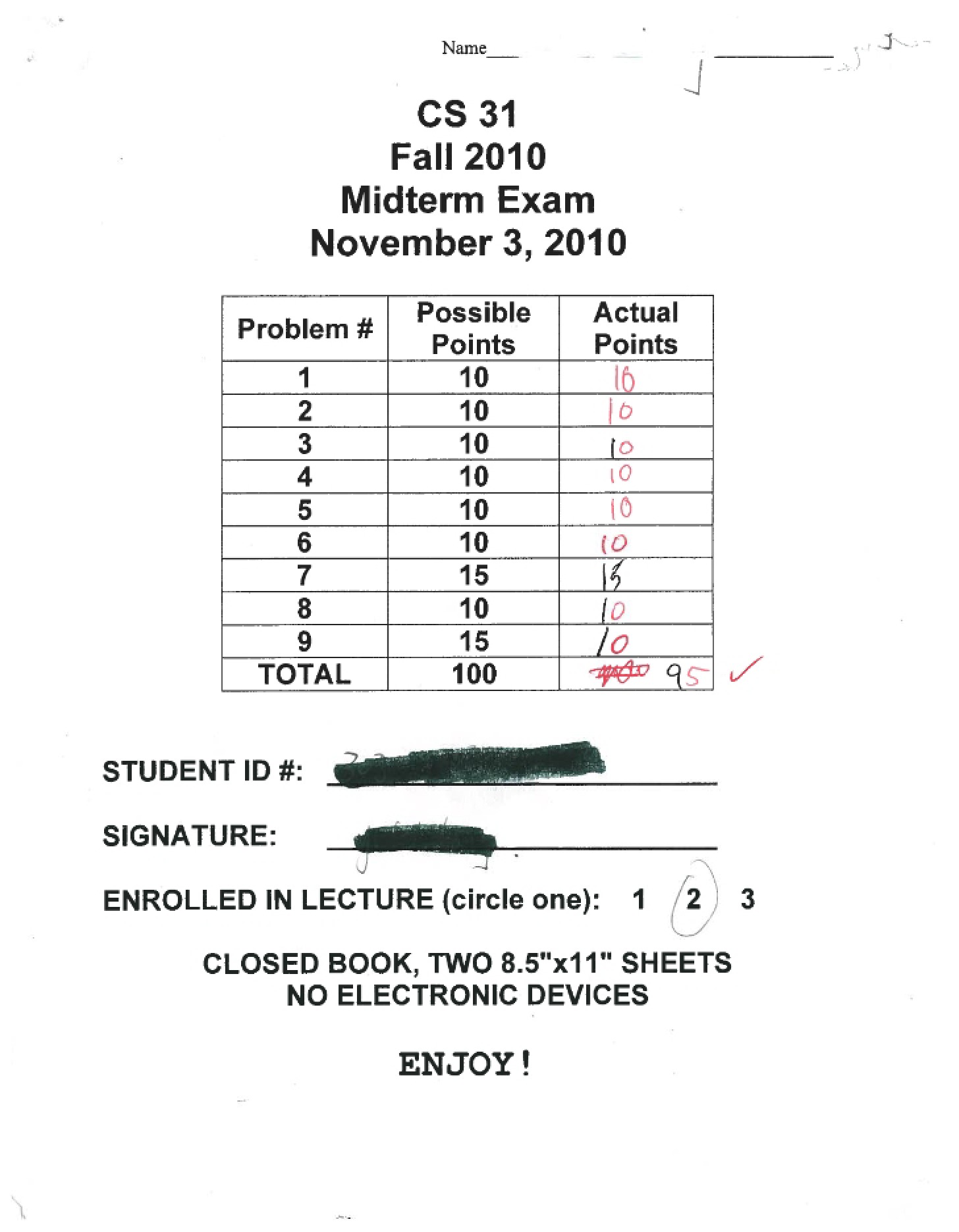 Midterm Fall 2010 (CS 31)