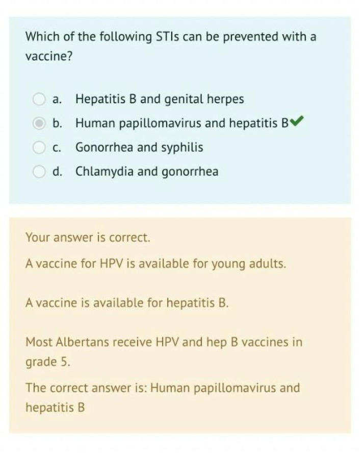 Quiz on STI Prevention Vaccine