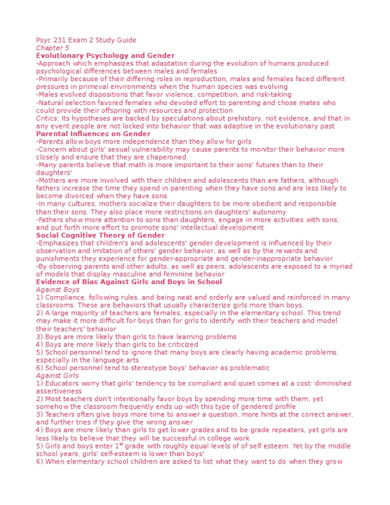 Gender and Evolutionary Psychology Chapter Five