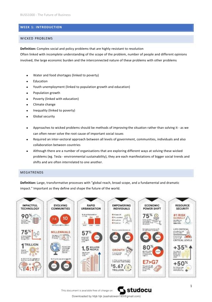 BUSS1000 Notes - Future of Business (Weeks 1-12)