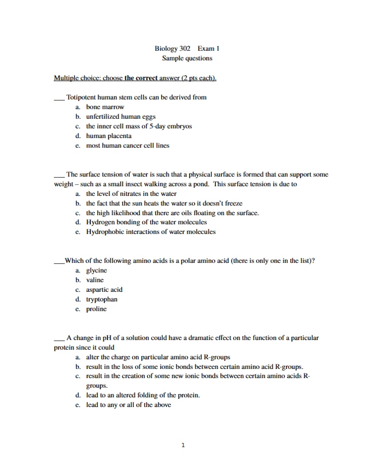 Sample Exam 1 (302)