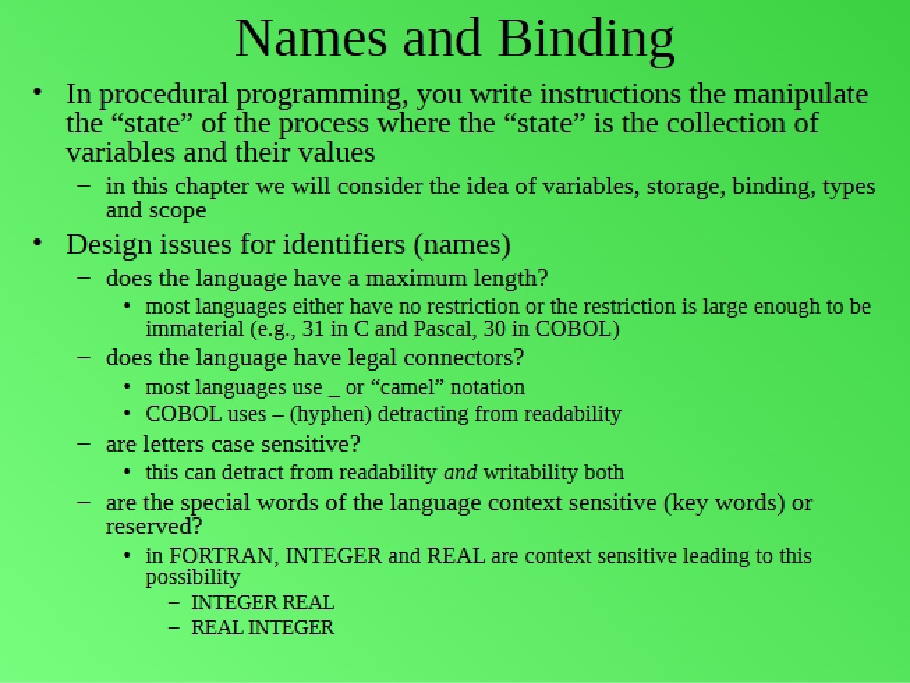 Binding and Names
