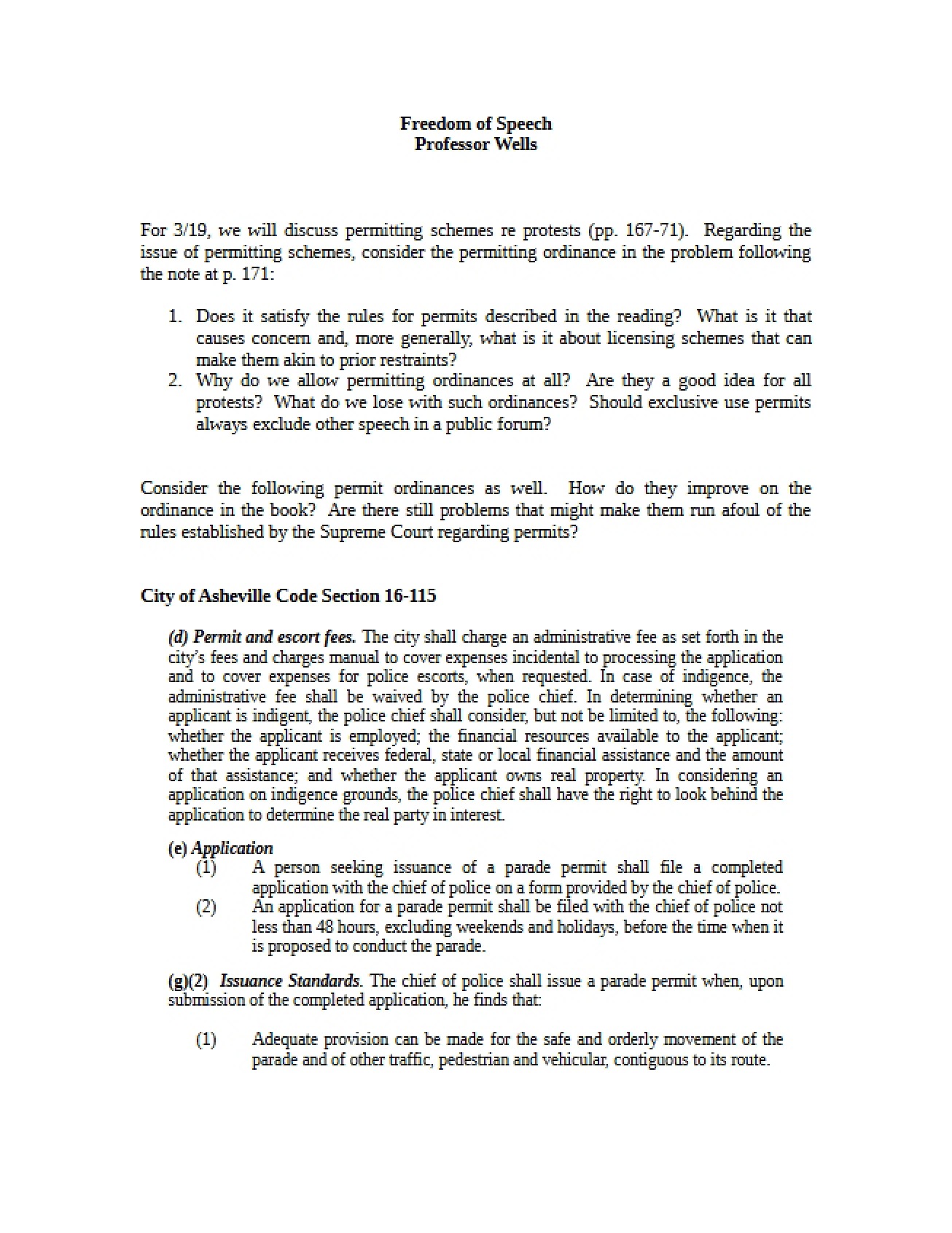 Freedom of Speech Lecture Notes