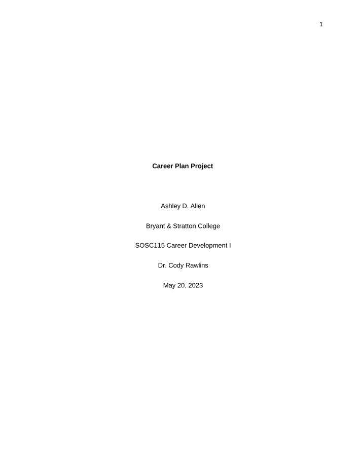 Week 3 - Career Plan Project