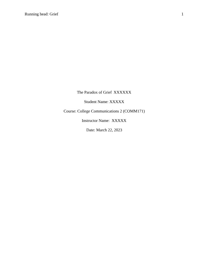 Essay - The Paradox of Grief