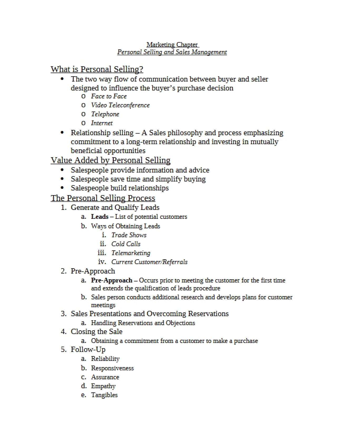 Introduction to Personal Selling and Sales Management