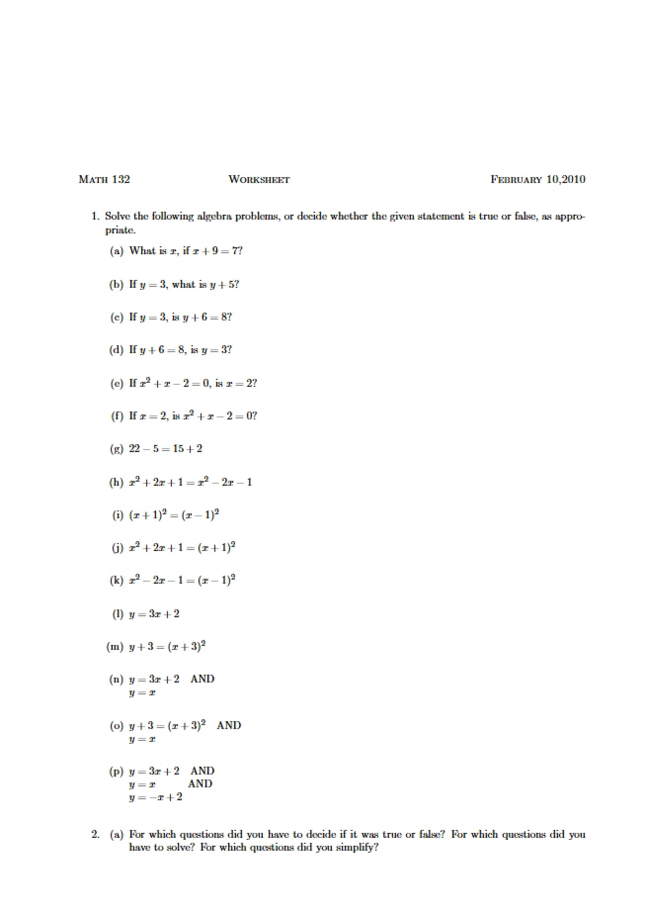 Worksheet Role Variables