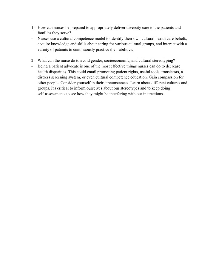 Nursing - Promoting Cultural Competence