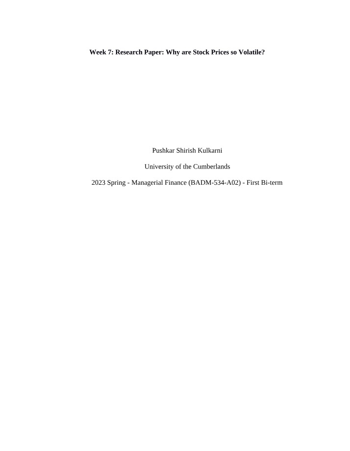 Factors in Stock Price Volatility