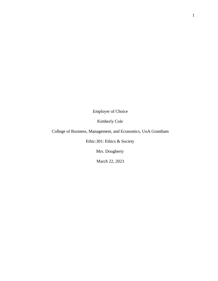 Employer of Choice - Week 3 Assignment