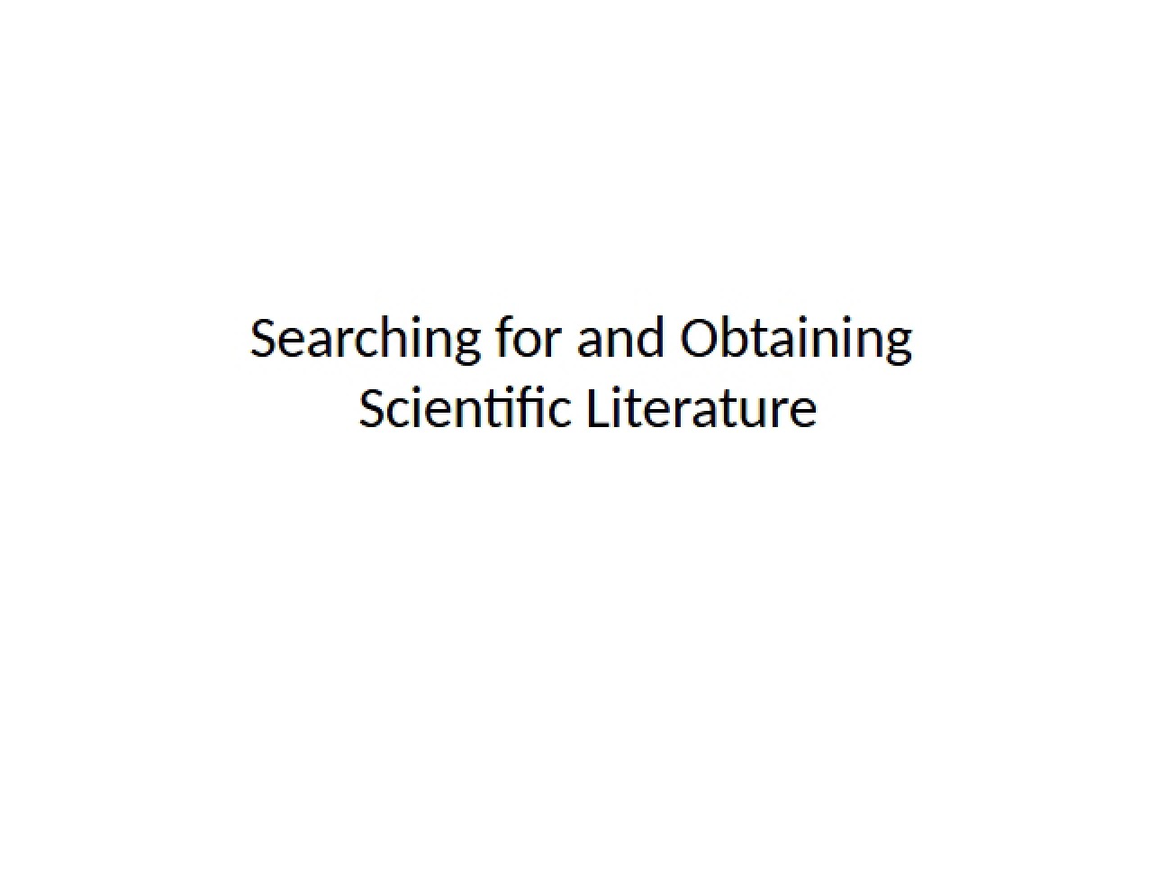 Searching for and Obtaining Scientific Literature (Set 2)