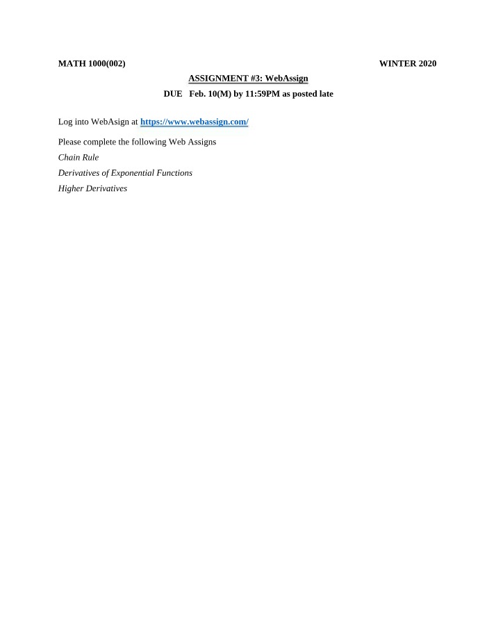 WebAssign - Assignment 3