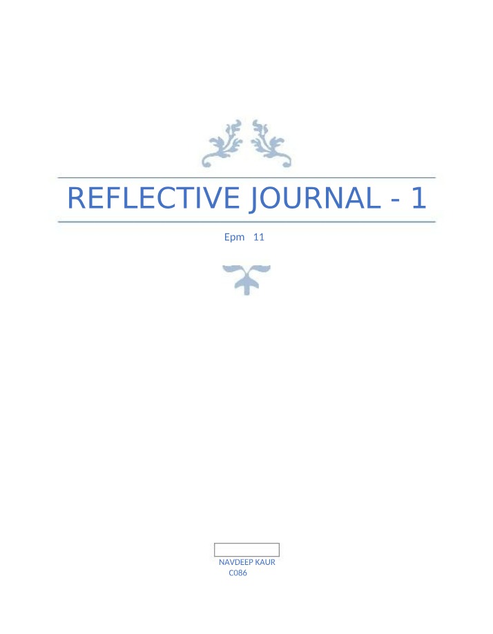 Journal 1 - Reflective