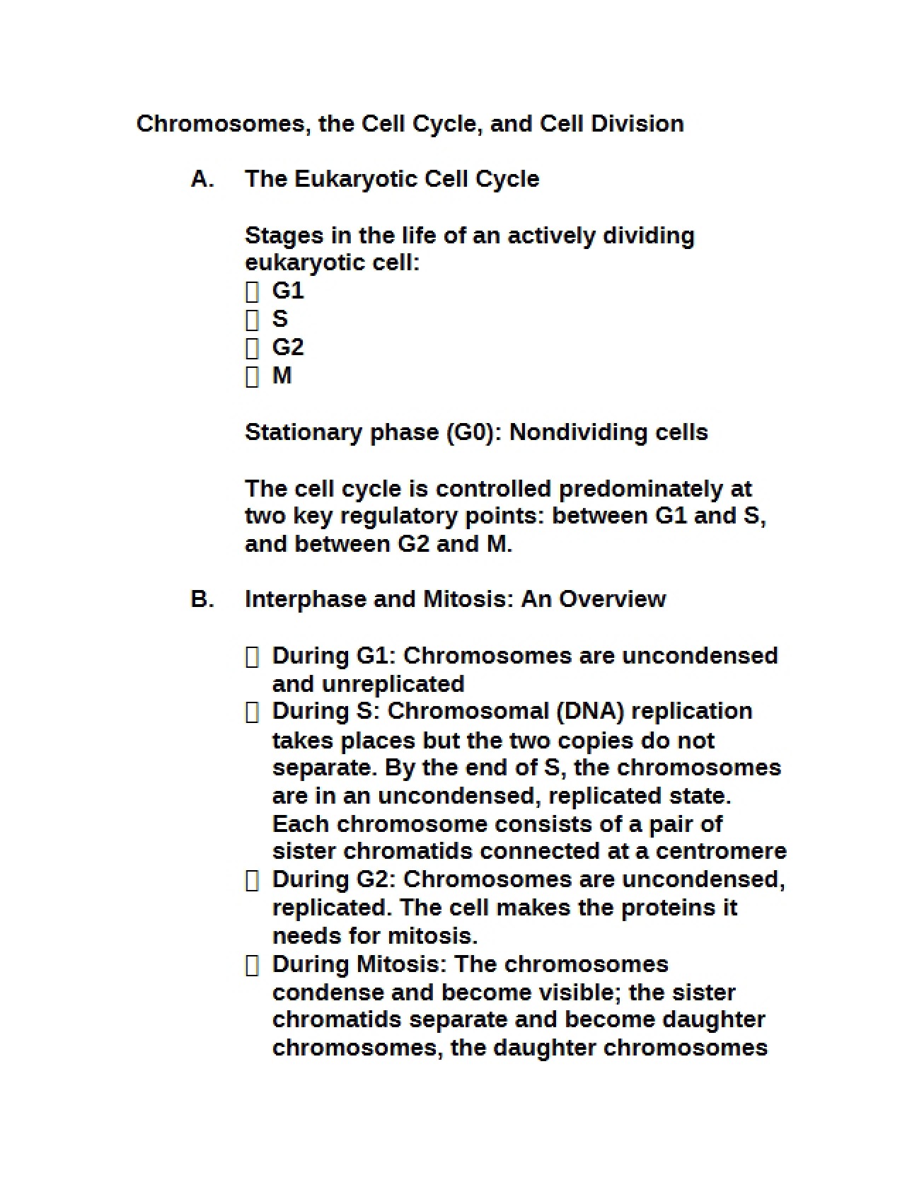 Introduction to the Cell Cycle, Chromosomes, and Cell Division